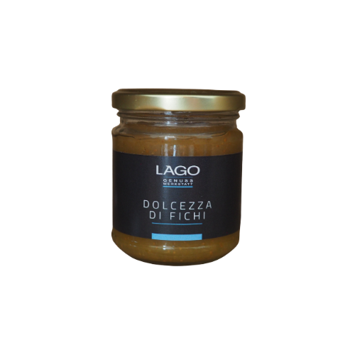 Ein Glas mit LAGO Logo auf dem Etikett, Frühtracht
